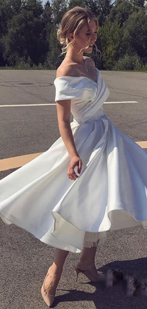 Elegant White Off Shoulder Ball Gown Popular Cheap Short Homecoming Dresses, EPT316