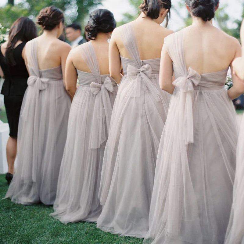 Elegant Sweetheart One Shoulder A-Line Sleeveless Wedding Guest Bridesmaid Dresses,WGM405