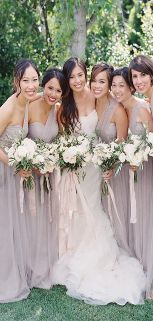 Elegant Sweetheart One Shoulder A-Line Sleeveless Wedding Guest Bridesmaid Dresses,WGM405