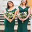 Elegant Green V-Neck Mermaid Sleeveless Wedding Guest Bridesmaid Dresses,WGM406