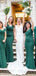 Elegant Green V-Neck Mermaid Sleeveless Wedding Guest Bridesmaid Dresses,WGM406