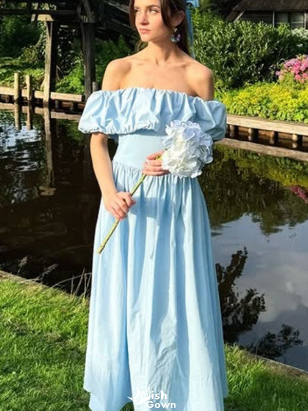 Elegant Off-shoulder A-line Long Prom Dress Ideas, Evening Party Dresses,WGP1204