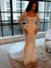 Romantic Square Mermaid  Long Sleeve With Trailing Flower Lace Popular Bridal Long Wedding Dresses, WDH153