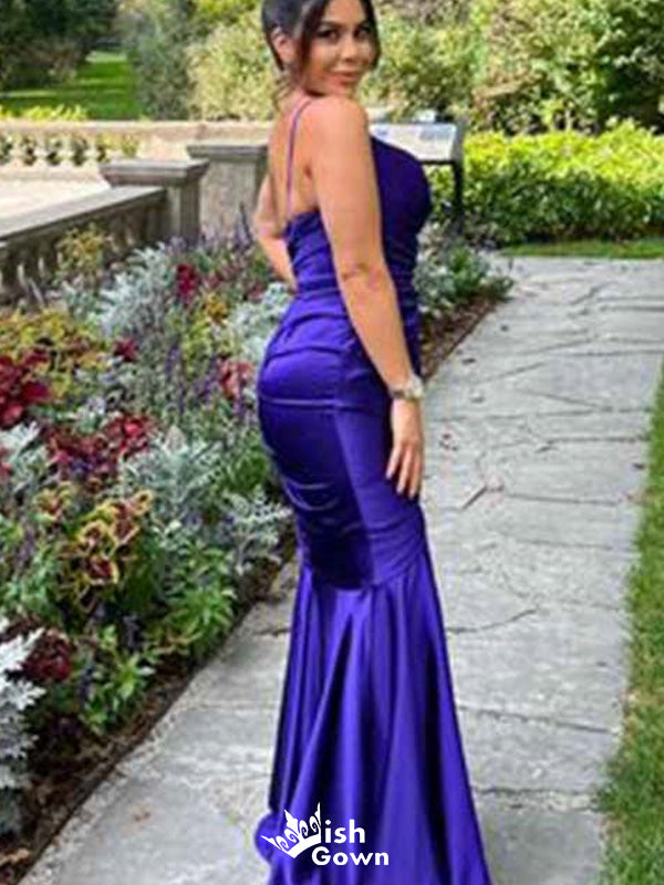 Elegant Spaghetti Strap V-neck Mermaid Long Prom Dress Ideas, Evening Party Dresses,WGP1603