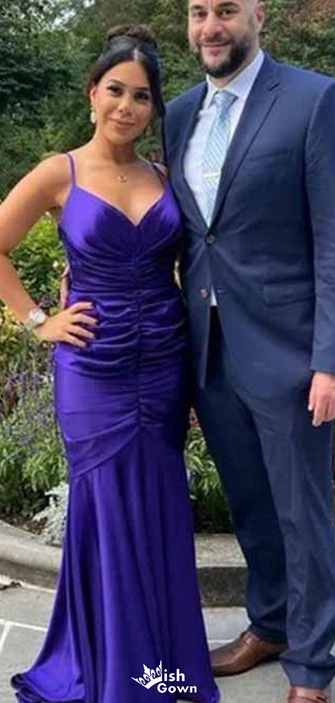 Elegant Spaghetti Strap V-neck Mermaid Long Prom Dress Ideas, Evening Party Dresses,WGP1603