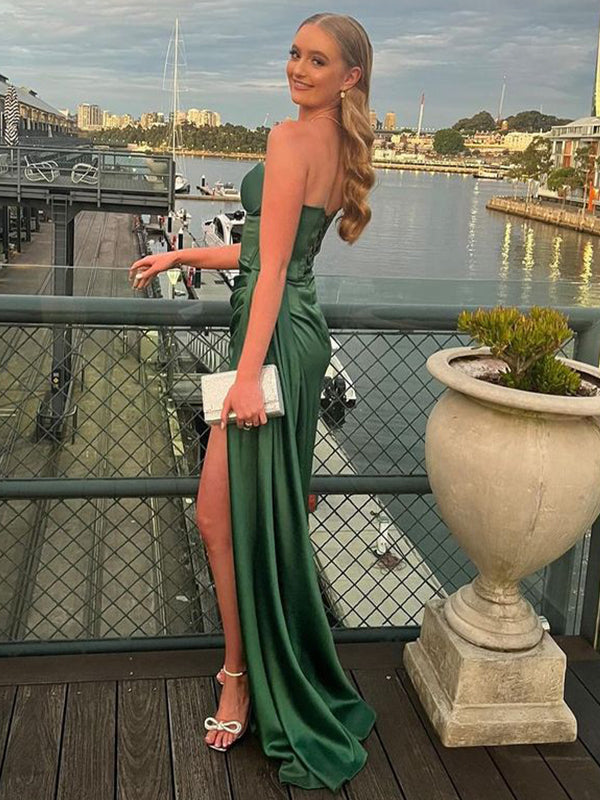 Sexy Green Sweetheart Mermaid  Side Slit Long Sleeveless Long Party Prom Dresses,Evening Dress Online, WGP758