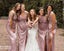 Burgundy Mismatched Soft Satin Backless Sits Long Sheath Bridesmaid Dress, WGM034