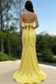 Classy Yellow Strapless Prom Gown with Sweetheart Neckline and Side Slit Mermaid Style,WGP2096