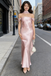 Elegant Pink Satin Column Prom Gown Mock Neck Off-the-Shoulder Formal Dress,WGP2200