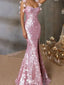 Sparkly Pink Spaghetti Strap Mermaid Long Prom Dress Ideas, Evening Party Dresses,WGP1900