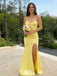 Classy Yellow Strapless Prom Gown with Sweetheart Neckline and Side Slit Mermaid Style,WGP2096