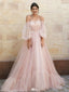 Elegant Pink Sweetheart A Line Long Prom Dress Ideas, Evening Party Dresses, WGP2037