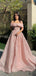 Charming Pink Off-Shoulder A-Line Long Prom Dress Ideas, Evening Party Dresses,WGP1921