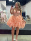 Elegant Pink Sweetheart A-Line Short Floral Homecoming Dresses For Birthday Party, EPT689