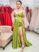 Elegant Green Off Shoulder Sweetheart A-Line Side Slit Party Prom Dresses,Evening Dress Online, WGP824