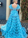 Beautiful Blue A-Line Sweetheart Side Slit Popular Long Evening Dresses, Formal Dresses, Birthday Party, WGP571