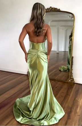 Elegant Green V-Neck Mermaid Long Prom Dress Ideas, Evening Party Dresses,WGP1986