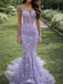 Modern Lavender Butterfly Lace Prom Gown Sheer Corset Mermaid Evening Dress,WGP2183