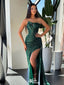Shiny Green Sweetheart Mermaid Side Slit Long Prom Dress Ideas, Evening Party Dresses,WGP1960
