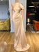 Elegant Champagne Long Sleeve Mermaid Sleeveless Party Prom Dresses,Evening Dress Online, WGP852