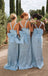 Elegant Blue Spaghetti Strap Sleeveless Mermaid Long Bridesmaid Dresses Online,WGM450