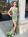 Elegant Green One-Shoulder Mermaid Long Prom Dress Ideas, Evening Party Dresses,WGP1987