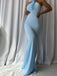 Elegant Blue Halter Mermaid Long Prom Dress Ideas, Evening Party Dresses,WGP1824