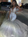 Shiny White Spaghetti Strap Mermaid Long Prom Dress Ideas, Evening Party Dresses,WGP1972