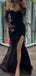 Sexy Black Long Sleeve Mermaid Long Prom Dress Ideas, Evening Party Dresses, WGP2001