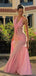 Elegant Pink V-Neck Mermaid Long Prom Dress Ideas, Evening Party Dresses, WGP2015