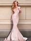 Sexy Pink V-Neck Mermaid Long Prom Dress Ideas, Evening Party Dresses,WGP1950