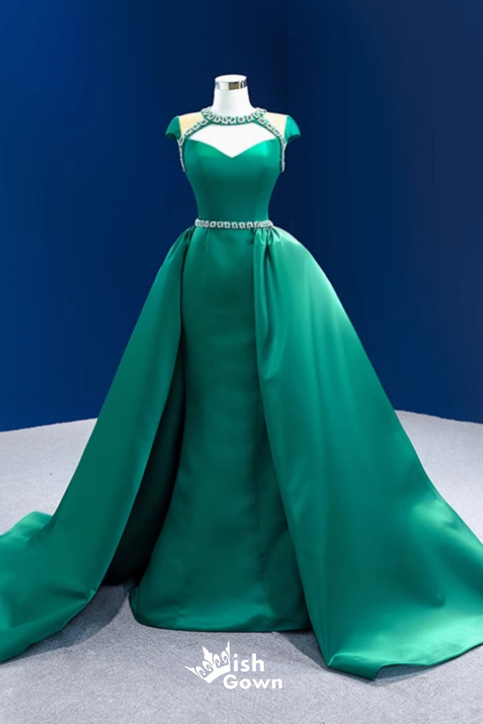 Gorgeous Green Beaded Jewel A-line Long Party Dress Prom Dresses,Evening Dress Online, WGP944