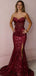 Sexy Burgundy Sweetheart Mermaid Side Slit Long Prom Dress Ideas, Evening Party Dresses, WGP2034