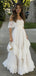 Unique White Lace Prom Gown Off-Shoulder Tiered A-Line Evening Dress,WGP2130