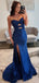 Sexy Navy Blue Strapless Prom Dress with Cut-outs and High Slit Evening Gown,WGP2110