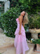 Sexy Pink V-Neck Ruffled Pink Prom Dress Unique Halter High Low Asymmetrical Gown,WGP2167
