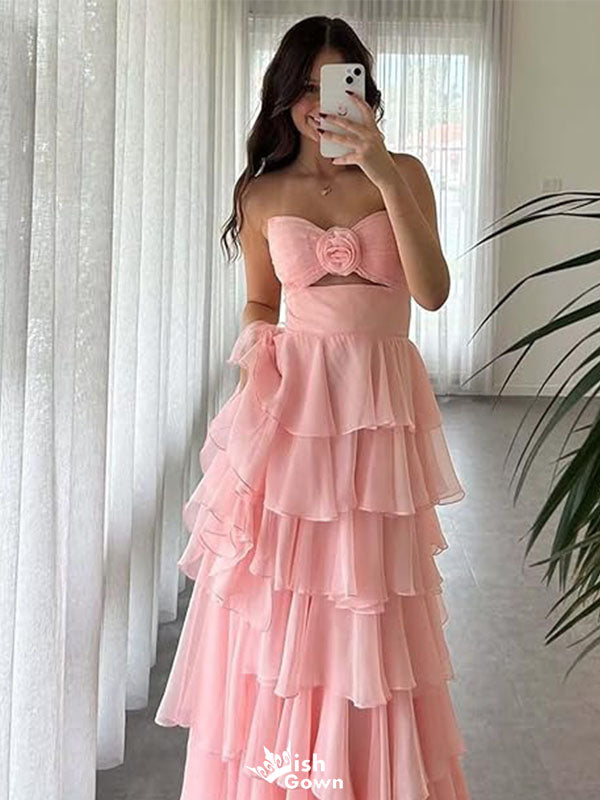 Elegant Pink Sweetheart  Long Prom Dress Ideas, Evening Party Dresses,WGP1789