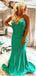 Elegant Green Mermaid Spaghetti Straps Lace Up Cheap Maxi Long Party Prom Gowns,Evening Dresses,WGP427