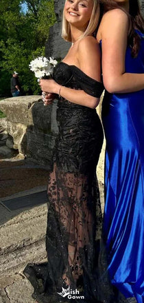 Sexy Sweetheart Off-shoulder Lace Mermaid Long Prom Dress Ideas, Evening Party Dresses,WGP1282