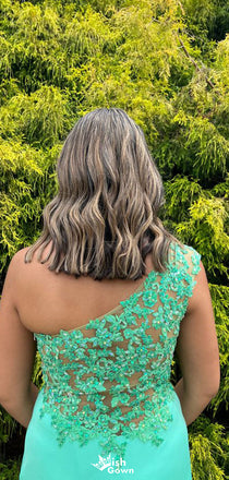 Elegant One-shoulder Lace Mermaid Long Prom Dress Ideas, Evening Party Dresses,WGP1290