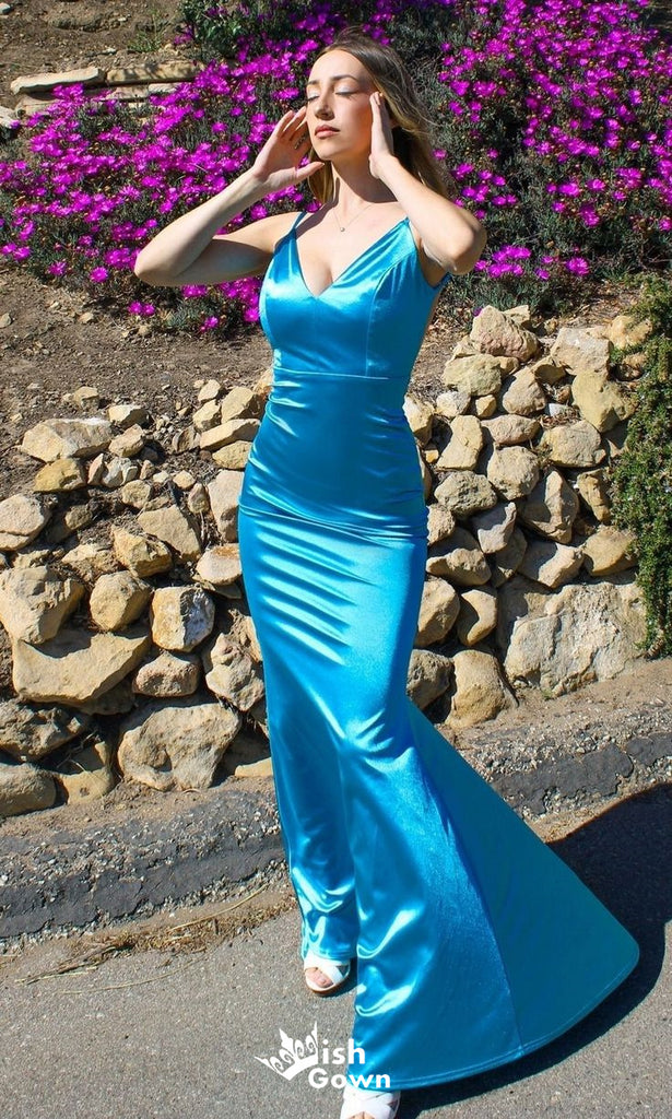 Gorgeous V Neck Open Back Mermaid Long Party Dress Prom Dresses,WGP990