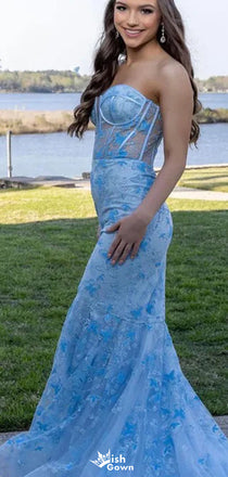 Gorgeous Sweetheart Notched Mermaid Long Prom Dress Ideas, Evening Party Dresses,WGP1308