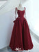 Gorgeous Burgundy Spaghetti Straps A-line Long Party Dress Prom Dresses,WGP1003