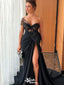 Gorgeous Black One Shoulder A-line Long Party Dress Prom Dresses,WGP1004