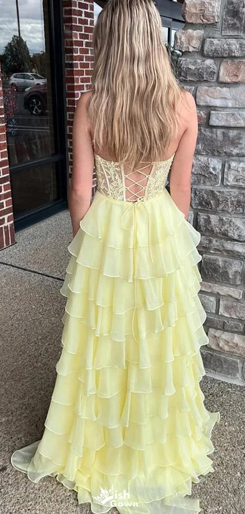 Elegant Strapless Asymmetric A-line Long Prom Dress Ideas, Evening Party Dresses,WGP1118