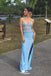 Gorgeous Light Blue Sweetheart Lace Appliques Side Slit Mermaid Long Party Dress Prom Dresses ,WGP1012