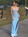 Gorgeous Light Blue Sweetheart Lace Appliques Side Slit Mermaid Long Party Dress Prom Dresses ,WGP1012