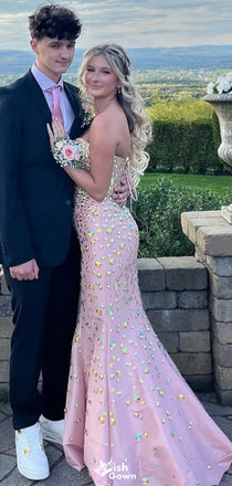 Gorgeous Deep V-neck Strapless Mermaid Long Prom Dress Ideas, Evening Party Dresses,WGP1360