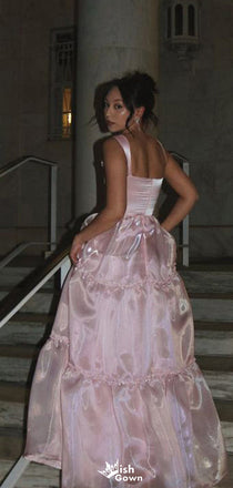 Elegant Spaghetti Strap A-line Long Prom Dress Ideas, Evening Party Dresses,WGP1366