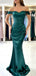 Elegant Green Mermaid Off-shoulder Popular Long Evening Dresses, Formal Dresses, Birthday Party, WGP534